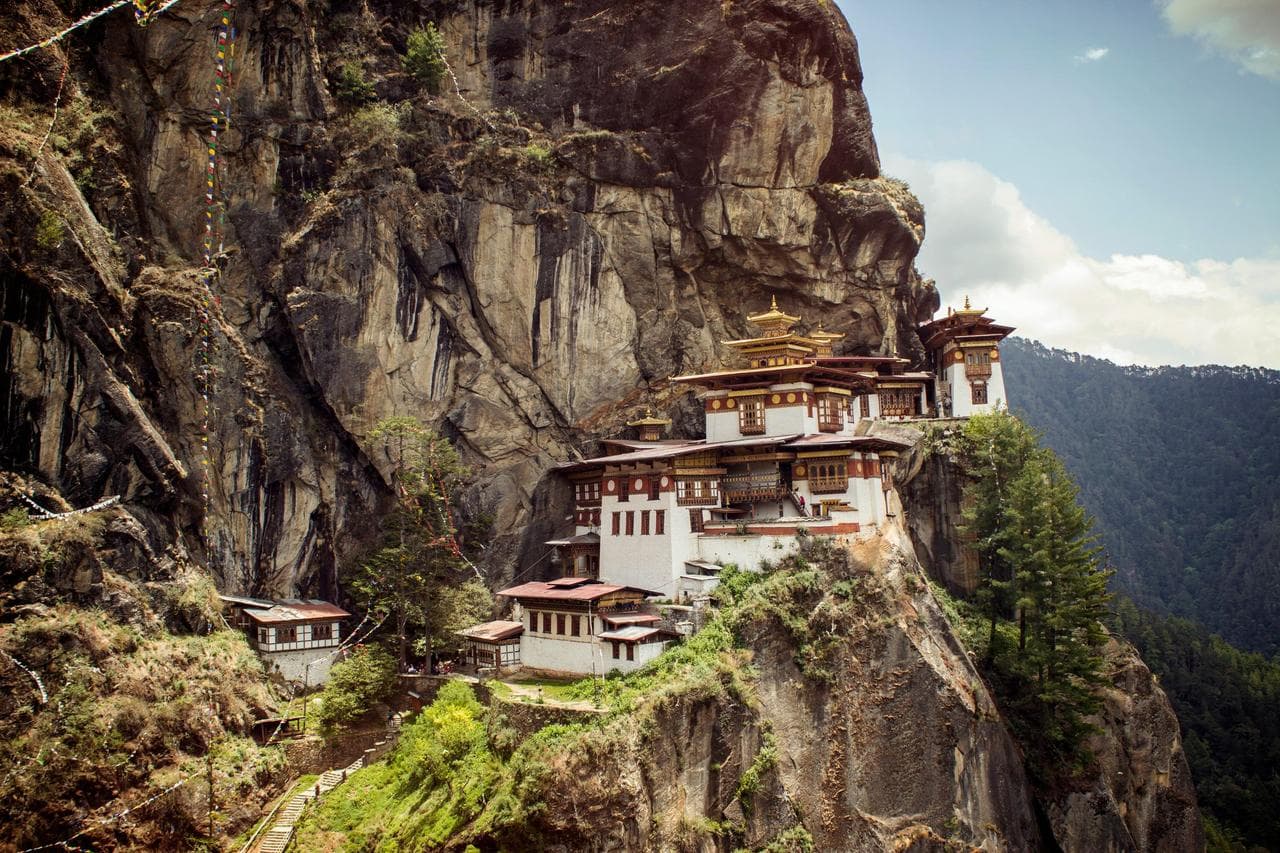 Iconic Tiger's Nest Monastery clinging dramatically to a cliffside